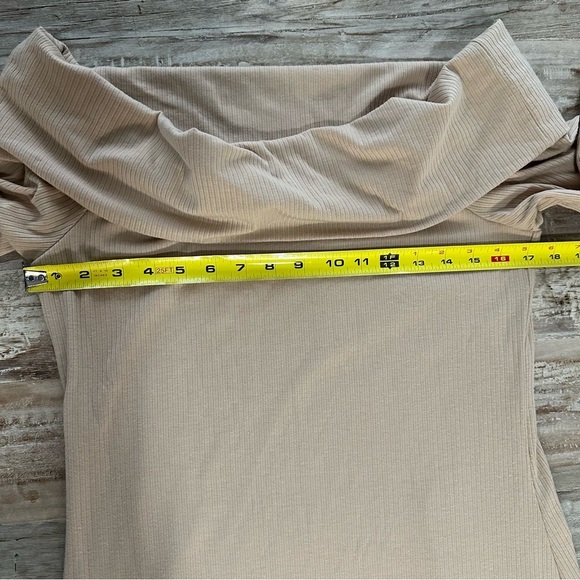 AFRM Cowl Neck Maxi Dress Ribbed SZ Large Sand Party Night Out Lined NWT - Picture 5 of 7